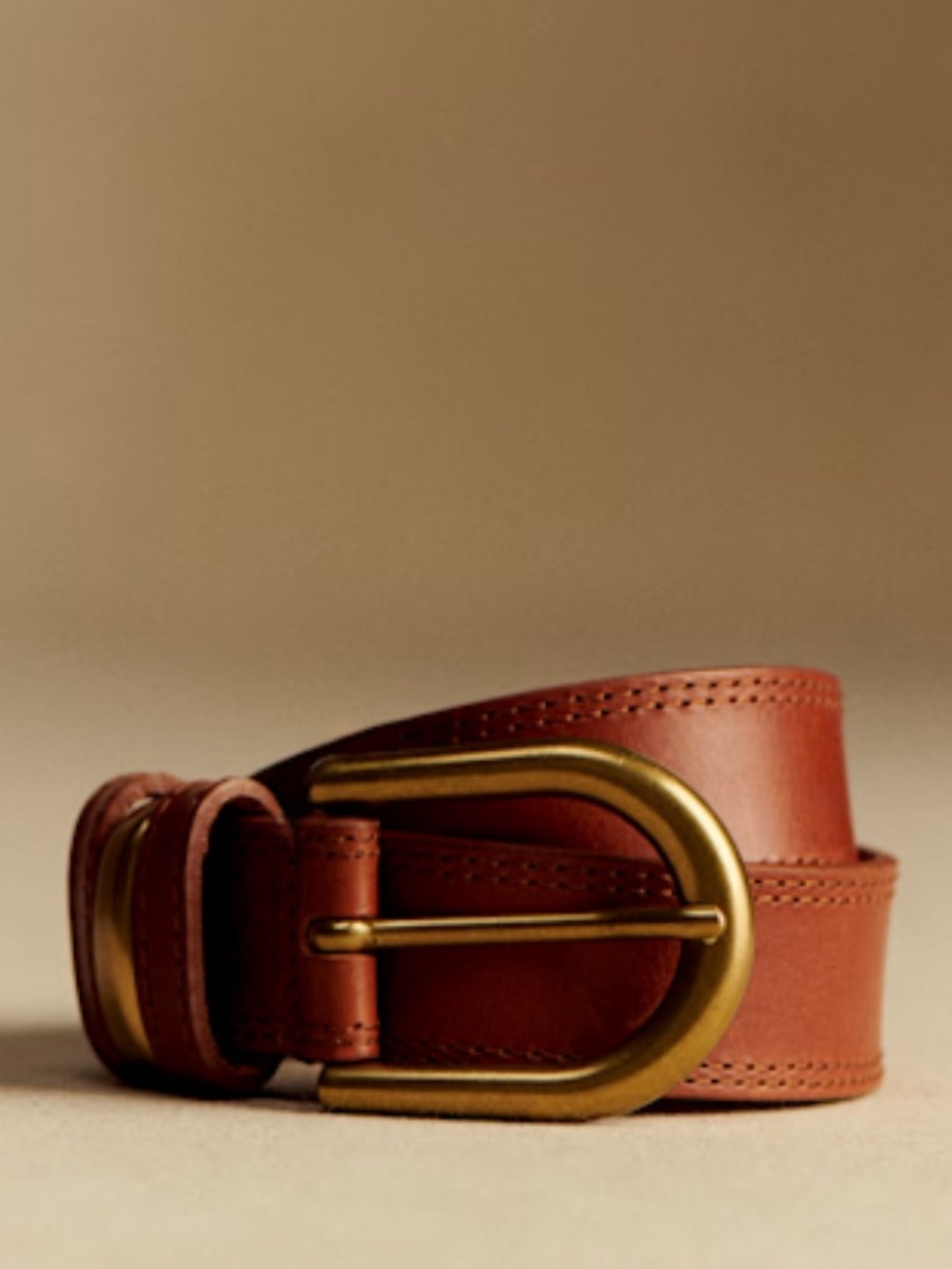 Sezane Taylor Belt in Natural Heritage Leather Tan & Gold Size 105 NEW - Picture 2 of 5